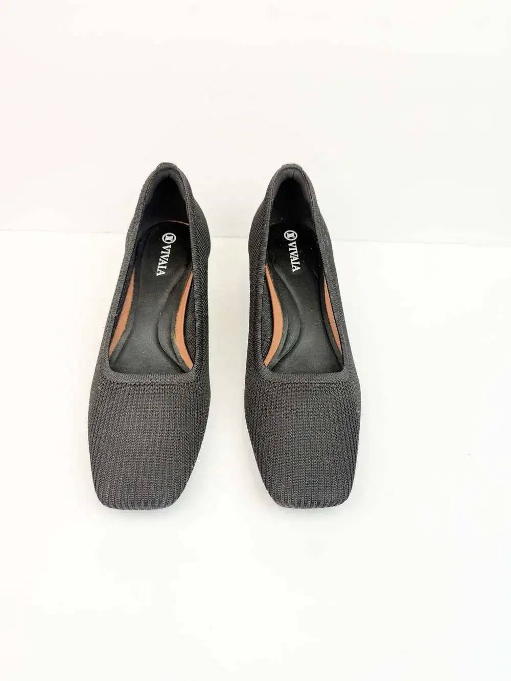 Vivaia Black Melody 2.0 Square Toe Chunky Block Heel Pumps US 9 EU 39.5